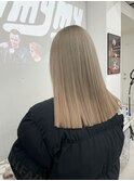 【原田】くすみベージュ　顔周りレイヤー　切りっぱなしロング