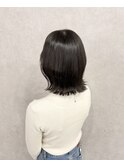 ミディアムレイヤーボブ×グレージュ【渡辺俊弥】梅田