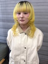ロックス バイ マグ 松本(rocks BY MAG)&nbsp;ブリーチハイトーンイエローカラーレイヤーハッシュカット個性派