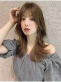 【Lond ambre】五島巨幹 グレージュカラー/波巻き/韓国風/前髪