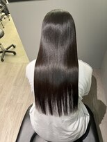 ジーニーホリエ(Geniee horie)&nbsp;髪質改善XアッシュブラックX縮毛矯正Xレイヤーロング