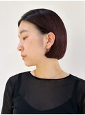 ワンレンボブ_ハッシュカットフルバングレッドブラウン_ba461401