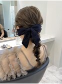 11070編み込みヘアアレンジ披露宴結婚式2次会ヘアセット