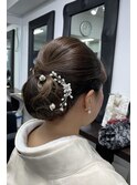 訪問着ヘアアレンジきれいめシニヨン