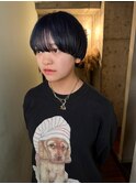 【諒】マッシュショートカットショートヘア黒髪暗髪ブルーカラー