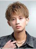 2wayアップバングフェザーショートマッシュツーブロックメンズ