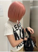 コーラルピンク/ハイトーンボブ/名古屋ボブ