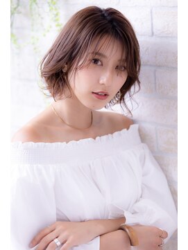 ヘアーアートシフォン 川口東口店(hair art chiffon) ピンクブラウンorグレーベージュの切りっぱなしボブ美髪ヘア