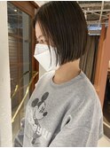 【三ツ井純】20代30代切りっぱなしボブ透明感アッシュグレージュ
