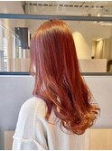 チェリーレッド×ロングスタイル