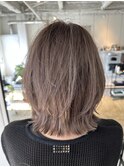 カーキアッシュレイヤーボブアッシュブラウンミルクティー