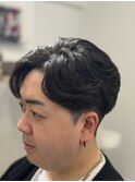 ニュアンスパーマセンターパートワンカール韓国メンズカット