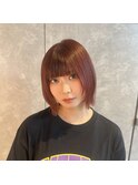 大人気チェリーレッド×レイヤーボブカット