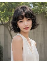 ノラ シブヤ(NORA)&nbsp;小顔ミディアムパーマミディアムデジタルパーマボブパーマ前髪