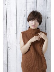 大人耳掛けハンサムショート★大人可愛ダブルバング