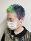 【BelleCoupes】平田澄香 バズカット ツートーンカラー 青×緑