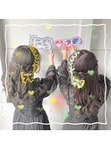 双子コーデ　ヘアセット