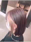 ピンクベージュ×ミルクティー　インナーカラー