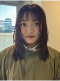 オレンジブラウン暖色+顔周りレイヤーカット/ミディアムレイヤー