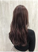 ピンクバイオレット×ゆる巻きロング【TELA HAIR草加】