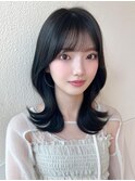 シースルーぱっつん前髪で結んでかわいいフェイスレイヤー