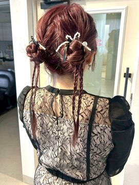 アンニュ(annuy) お団子ヘア 編み下ろし 成人式 結婚式 20代 カチモリヘア