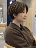 大人ボブ/ダークグレー/髪質改善/白髪ぼかし/ショートカット登戸