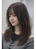 Hバタフライレイヤーカットブリーチカラーブラウンベージュ