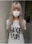 三毛猫カラー/ミルクティーグレージュ/レイヤーカット/堀場