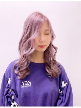 グロウ バイ フェイス(GLOW by face) アッシュピンク プリカール かきあげロング 透明感 こなれヘア