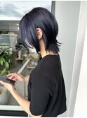 20代30代大人可愛いダブルカラーブリーチウルフブルーアッシュ