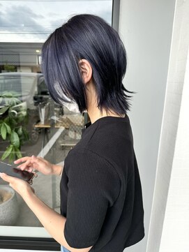 ナンバー(number+) 20代30代大人可愛いダブルカラーブリーチウルフブルーアッシュ