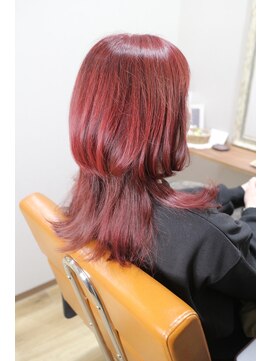 ピュアラヘアー 北24条店(Purer Hair) ロングマッシュウルフ+ヘアマニキュア（酸性カラー）