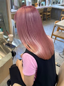 リムレスバイサンク 万代 新潟駅(LIMLESS by cinq) ミルクティーベージュカラーケアブリーチカラーピンクベージュ