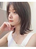黒髪くびれミディ顔まわりレイヤー20代30代40代ミディアムボブ