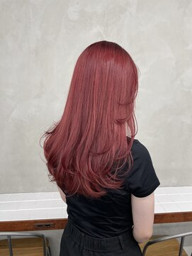 ニコ トウキョウ 渋谷(nico TOKYO) ダブルカラーチェリーレッドピンクブラウン韓国レイヤーロング