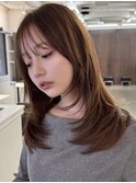 レイヤーカットハッシュカットフェイスレイヤーシースルーバング