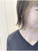 前髪インナーカラー切りっぱなしボブ