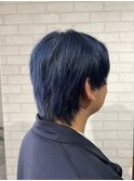 メンズ/ツーブロック/ウルフ/ケアブリーチ/ブルーブラック
