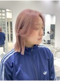 【iLi】ピンクベージュ/切りっぱなしロブ