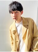 スパイキーショートブルーブラックフェザーパーマサーフカール