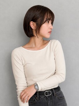 トリッカ 銀座(tricca) ひし形ショートボブ/骨格補正カット/艶感ブラウンカラー