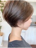かきあげ前髪小顔まわりつや髪骨格補正丸みショートボブヘア