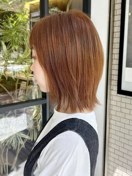 アイフィール アヴェダ 瑞江店(i feel AVEDA) 【藤田】ブリーチなしオレンジカラー×レイヤーボブ