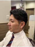 30代40代ワンカールが決め手七三アップバングアイロンパーマ