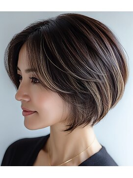 フラッグ(flag) ボブ　（白髪ぼかしハイライト）