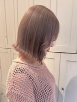ラベル 渋谷(LAVEL) ぱつっとボブ×ミルクティー_ベージュ_ケアブリーチ_Wカラー