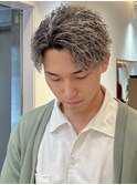 かき上げ縦落ちツイスパホワイトハイライト