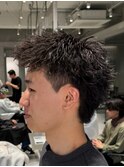 刈り上げアップバングスパイキーショートパーマスパイラルパーマ