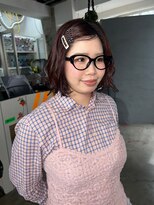 マトペ&nbsp;チェリーレッド　ブリーチなしカラー　暖色ボブ
